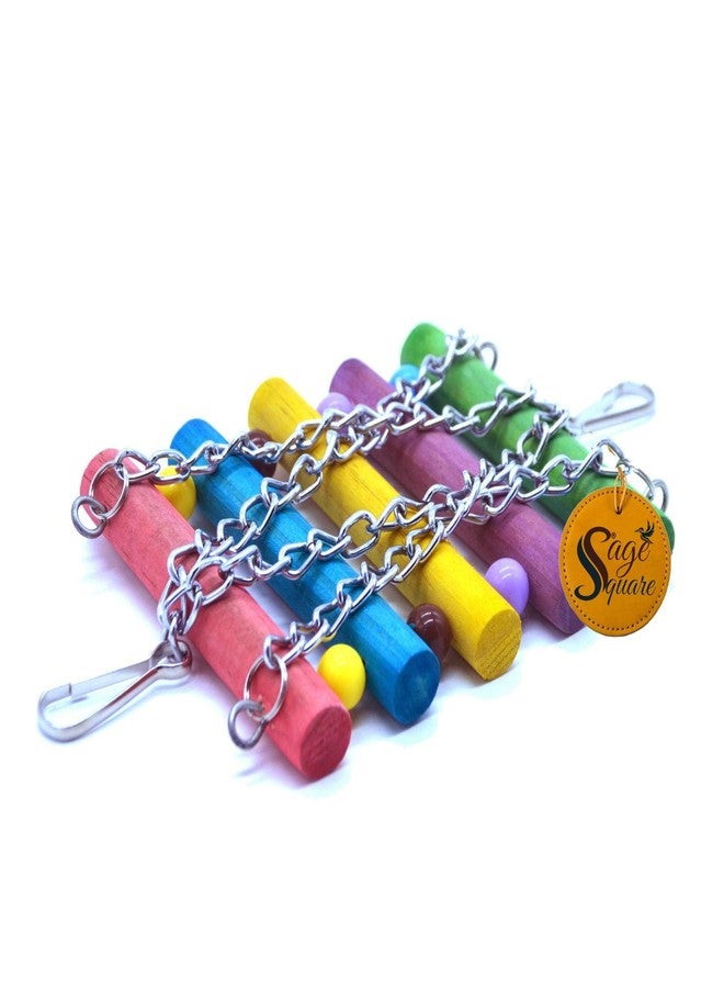 سايج سكوير لعبة أرجوحة خشبية طبيعية مرحة من سيج سكوير، لعبة قفص أنشطة للببغاء، والبادجي، والكوكاتيل، وطيور الحب، والبادجي، وكونيور الشمس، والكناري، والكوكاتو، والمكاو. - Image 5